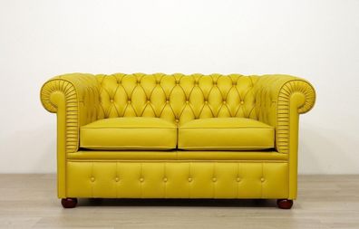 Design Chesterfield Sofa 2 Sitzer Gelb Couch Polster Sofas Wohnzimmer Sofa Neu