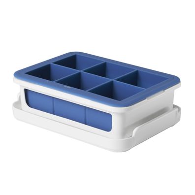 Eiswürfelform 6 Eiswürfel weiß/blau 13x18x6 cm