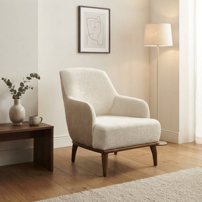 Sessel Moderner Stil Weiß Cremefarbener Hell Gemütlich Bequem
