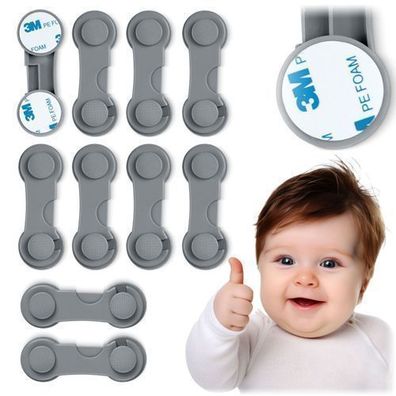 Ricokids 798301 Schranköffnungssicherung, 10 Stück, grau