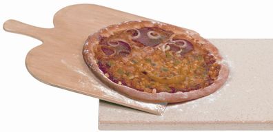 Rommelsbacher Pizzastein PS 16 Pizza- / Brotbackstein mit Holzschaufel 35x35x1,4cm