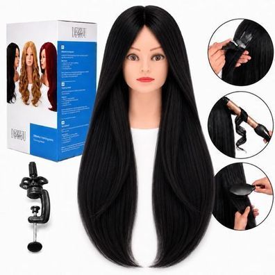 Frisierkopf Ela 60 cm Echthaar inkl. Stativ - Übungskopf für Friseure
