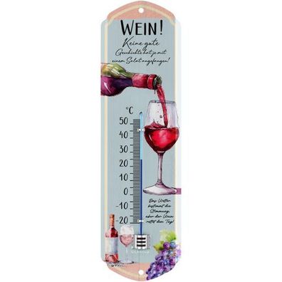 LANOLU Wandthermometer Wein 8x28cm Retro Küche Bar Deko Thermometer