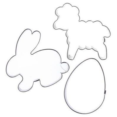Ausstecher aus Stahl für Süßigkeiten / Lebkuchenplätzchen, Ostern, 3 Stück