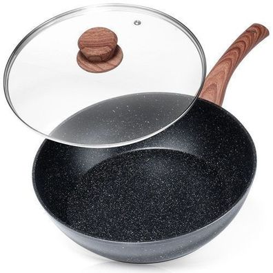 Granit-Bratpfanne mit Glasdeckel BLACK&WOOD 28 cm, 3,5 l