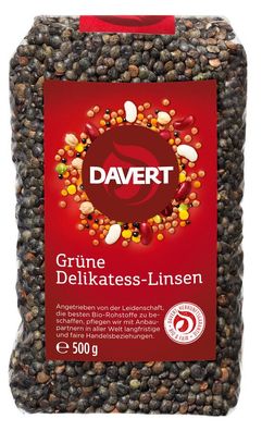 3x Davert Grüne Delikatess-Linsen 500g 500g