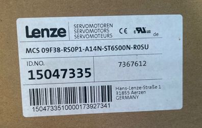 Lenze MCS09F38-RS0P1-A14N-ST6S00N Servo Motor 1.2 kW 3750 RPM - New