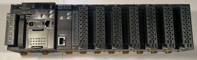 Omron CJ2M-CPU33 PLC System with CJ1W-ETN21, 3x OD212 & 4x ID211 - Used / Tested