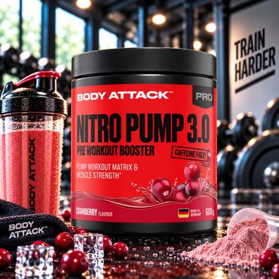 Body Attack Nitro Pump 3.0 400g Dose - Pre-Workout Booster mit Creatin