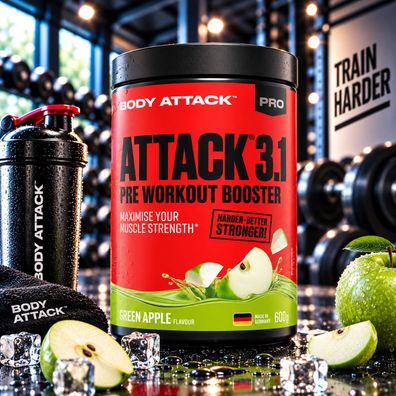 Body Attack Pre Attack 3.1 600g Dose - Pre-Workout Booster mit Creatin Koffein