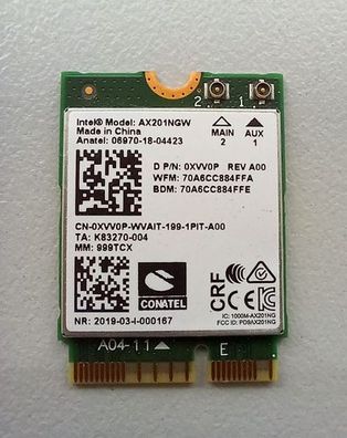 Dell Latitude 3420 WiFi WLAN Karte Card 0XVV0P