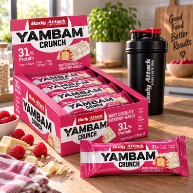 Body Attack YAMBAM CRUNCH & NUTS Riegel 15 x 55g Riegel
