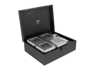 Bredemeijer Teebox mit 4 Dosen und Kaffeemaßlöffel matt schwarz