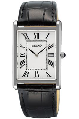 Seiko Herrenuhr Quarz mit Lederband Schwarz SWR103P1