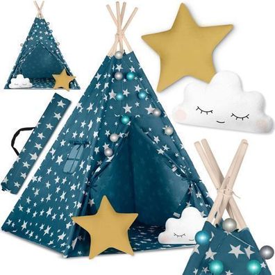 Nukido Kinder-Tipi-Zelt mit Beleuchtung - Blau
