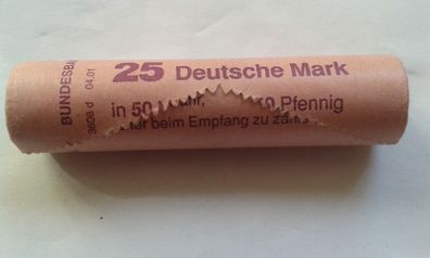 Rolle 50 Pfennig zu 25 Mark Rolle Bundesbank Banderrole Landeszentralbank