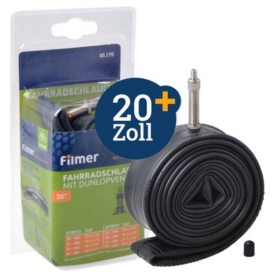 Fahrradschlauch 20" x 1,75/2,125 Dunlop Ventil Fahrradzubehör Schläuche Filmer 45170