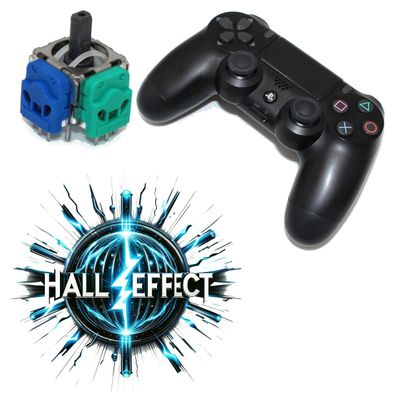 PlayStation 4 - DualShock 4 Wireless Controller, schwarz mit 2 Halleffect Halleffe