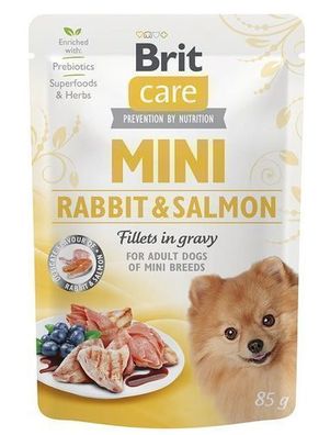 6 * Brit Care Mini Kaninchen & Lachs Filets in Soße 85g