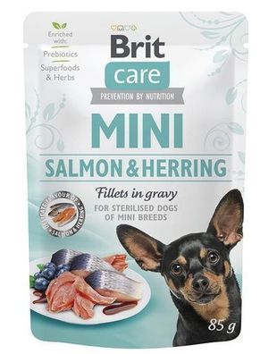 6 * Brit Care Mini Lachs & Hering Filets in Soße 85g