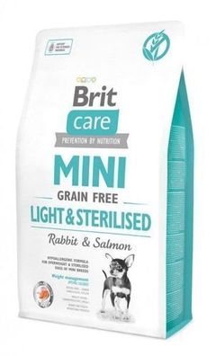 Brit Care Mini Light Sterilised Grain-Free Trockenfutter Kaninchen Lachs Hunde 2kg