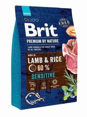 Brit Premium by Nature Sensitive Lamb 3kg - Trockenfutter für Hunde Magen