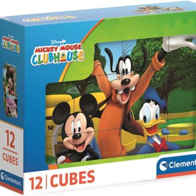 Puzzle 12 Würfelblöcke DISNEY MICKY MAUS Klubhaus Clementoni 41348