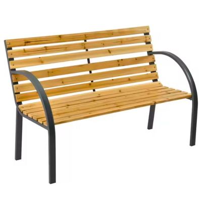 Gartenbank Holz Metall Parkbank mit Rückenlehne