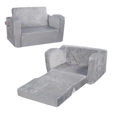 VEVOR Kindersofa 2 in 1 ausklappbar Sessel Kindercouch Grau 104x58x32 cm