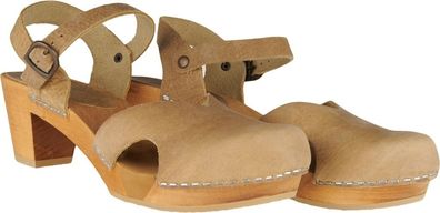 Sanita Clogs Damen Sandale Wood-Matrix Square Flex Sandal Nature