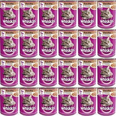 Whiskas Adult mit Ente in Gelee - Nassfutter für Katzen - 24 x 400 g