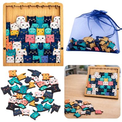 Holzpuzzle Kätzchen, pädagogisches Puzzle-Rahmen-Set, Tasche, 62 Teile