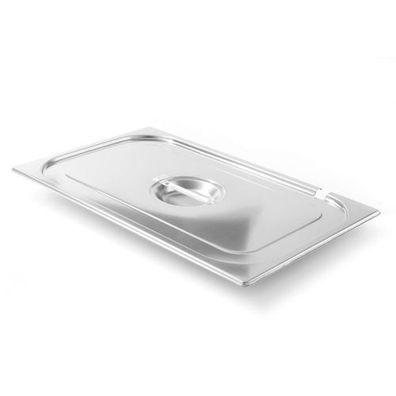 Stahldeckel für GN-Küchengeräte mit Aussparung für eine GN 1/1 Schöpfkelle