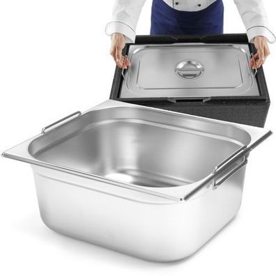 Gastronormbehälter GN 2/3 mit ausziehbaren Griffen 354x325x150mm 13L Hendi 817247