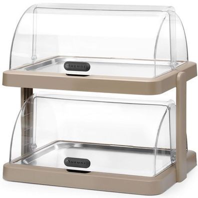 Duo UNIQ Doppel-Buffet-Kühlvitrine mit Rolldeckel - beige