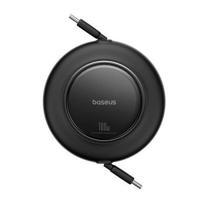 Einziehbares USB-C-Kabel, 100 W, 2 m - Schwarz