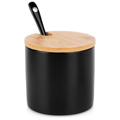Zuckerdose aus schwarzer Keramik