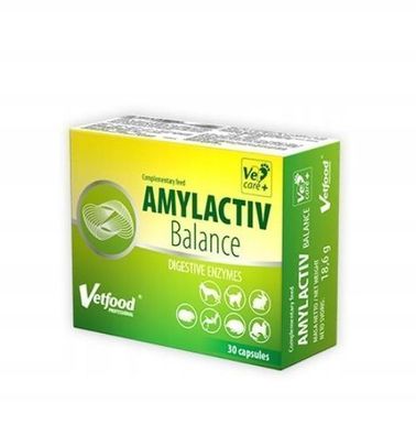 Vetfood Amylactiv Balance Verdauungsergänzungsmittel für Hunde und Katzen, 60 Kapseln