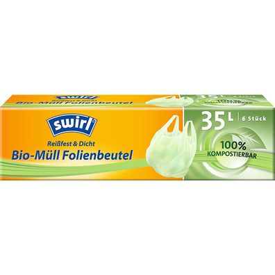 Swirl Müllbeutel Bio 35 l mit Tragegriff - Biomüllbeutel für Bioabfall