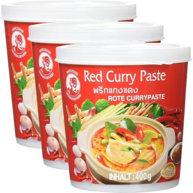 Cock Red Curry Paste 3 x 400 g Dose - rote Currypaste für Thai Curry