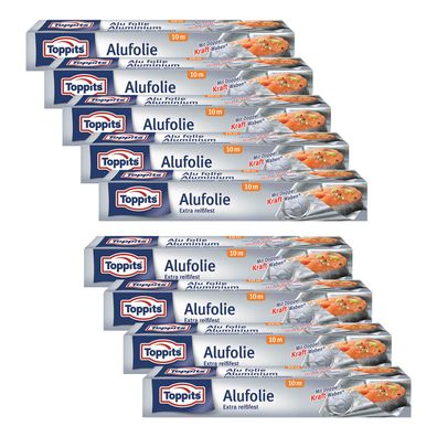 Toppits Alufolie 9 x 10 m x 29,5 cm - Aluminiumfolie zum Kochen, Backen, Grillen