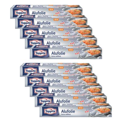 Toppits Alufolie 10 x 10 m x 29,5 cm - Aluminiumfolie zum Backen, Grillen