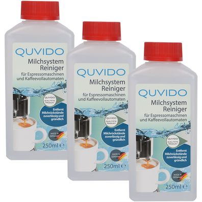Quvido Milchsystem-Reiniger 3 x 250 ml - Milchschaumreiniger, Kaffeevollautomat