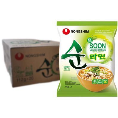 Nongshim Soon Veggie Ramyun Instant Nudeln 20 x 112 g - vegetarische Nudelsuppe