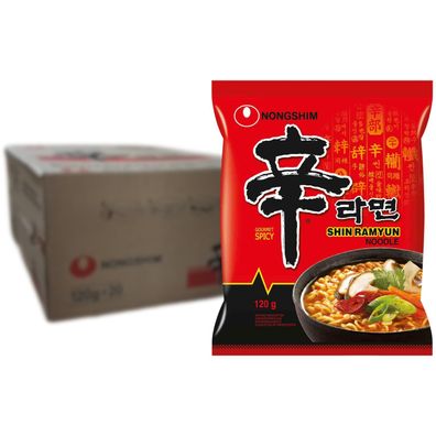 Nongshim Shin Ramyun Instant Nudeln 20 x 120 g - scharfe koreanische Nudelsuppe