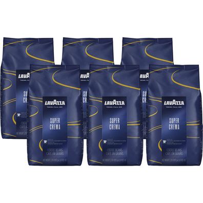 Lavazza Espresso Super Crema ganze Bohnen 6 x 1 kg (6 kg) - Kaffeebohnen