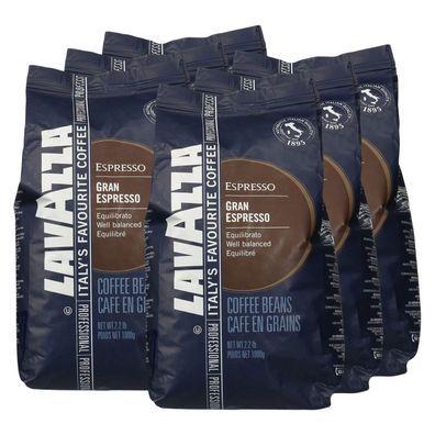 Lavazza Classics Gran Espresso ganze Bohnen 6 x 1 kg (6 kg) - Espressobohnen