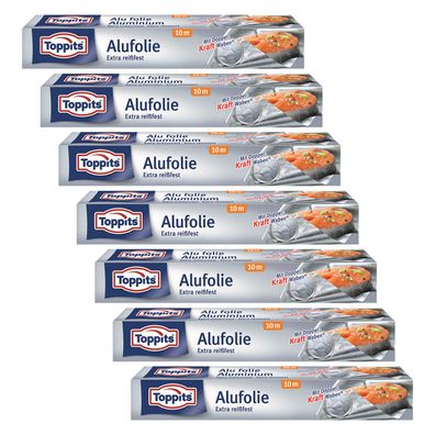 Toppits Alufolie 7 x 10 m x 29 cm - Aluminiumfolie reißfest zum Grillen & Backen