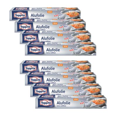 Toppits Alufolie 8 x 10 m x 29,5 cm - Aluminiumfolie zum Kochen, Backen, Grillen