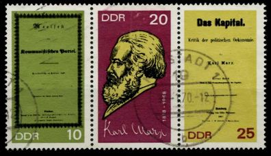 DDR Zusammendruck Nr WZd195 zentrisch gestempelt 3ER STR X92E76E